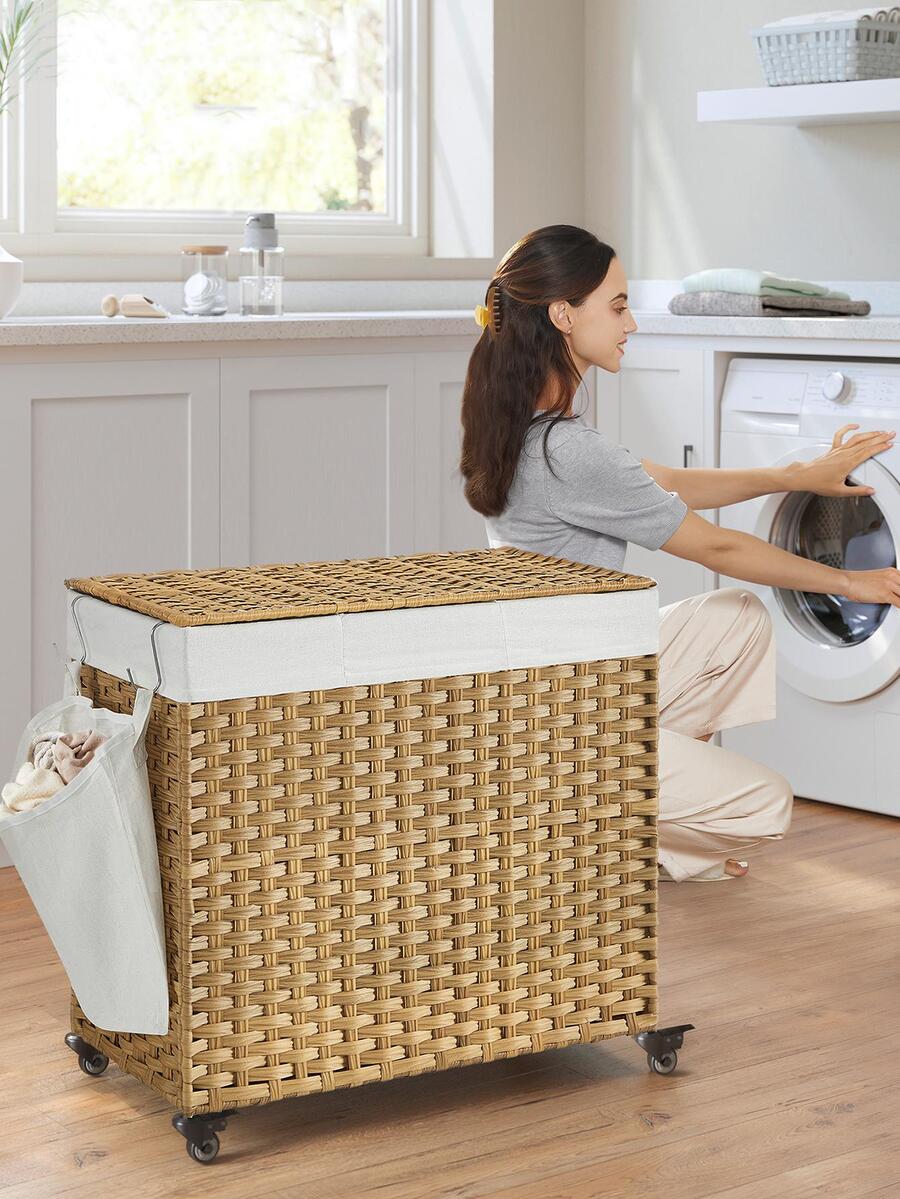 Rattan Plant Basket - Kapaklı Çamaşır Sepeti, 42,3 Galon (160L),