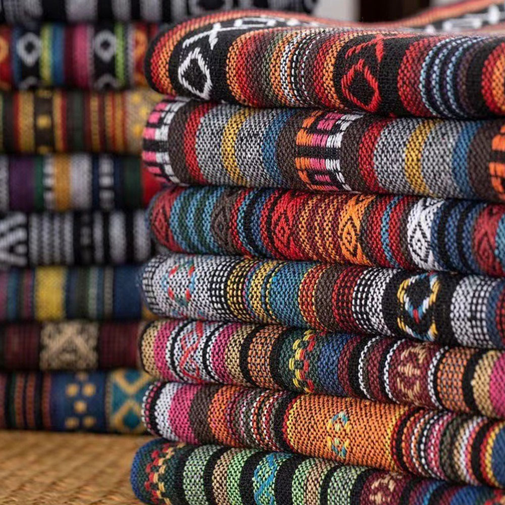 Linen Table Runner - Etnik Tarzı Pamuk Keten Kumaş Tekstil