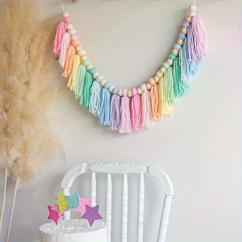 Home Decor Y2K - 1 adet Boho Renkli Gökkuşağı Püskül