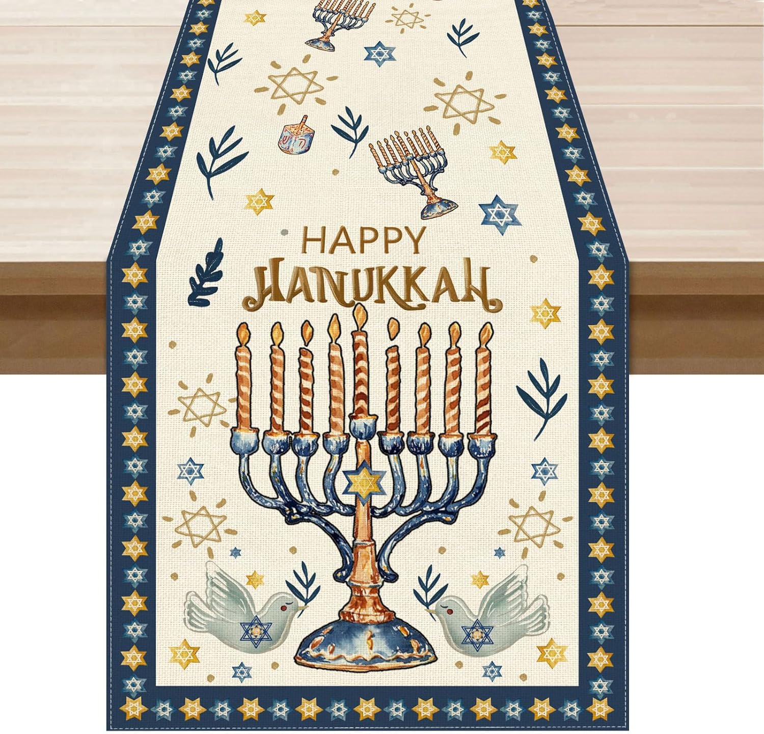 Mutlu Hanuka Chanuka Menora He - Linen Table Runner incelemesi ve fiyatı