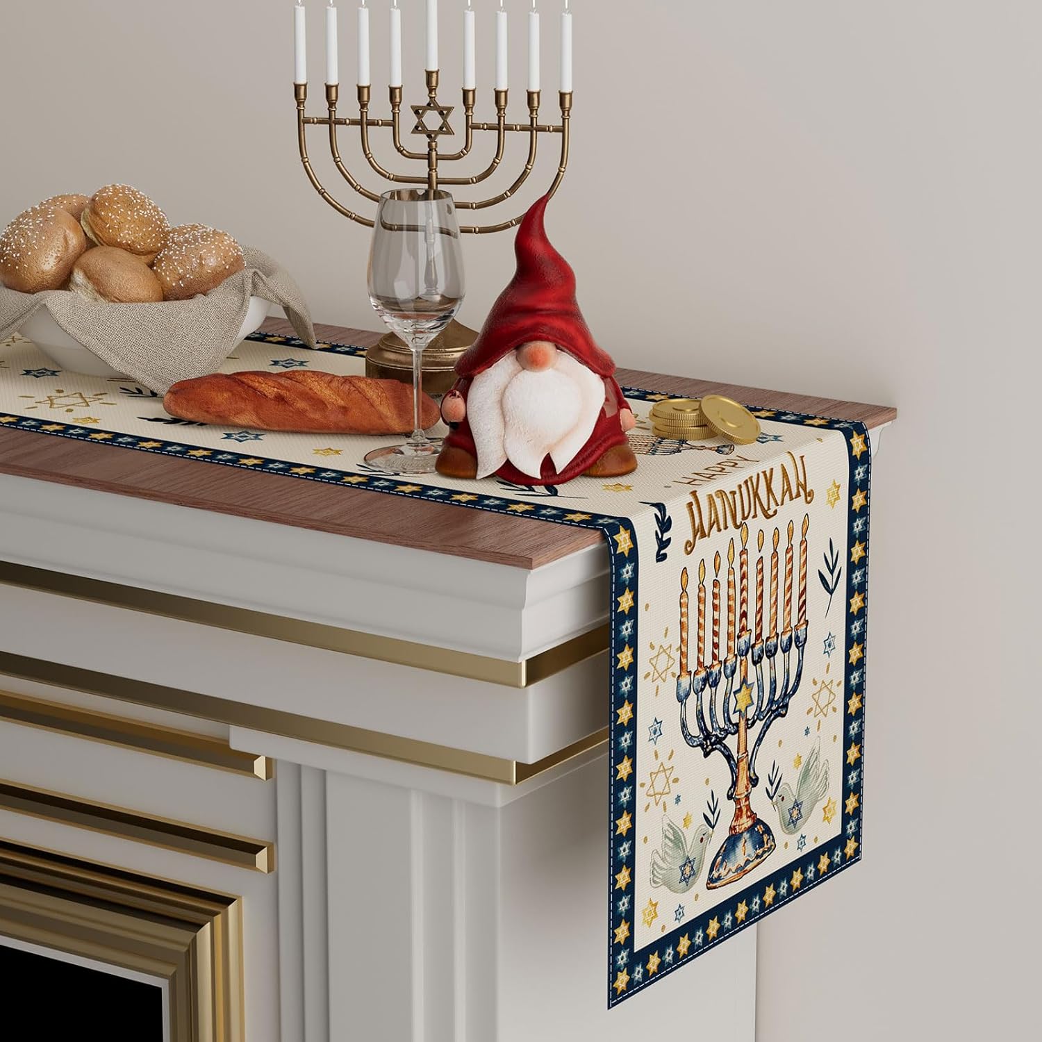 Mutlu Hanuka Chanuka Menora He - Linen Table Runner incelemesi ve fiyatı