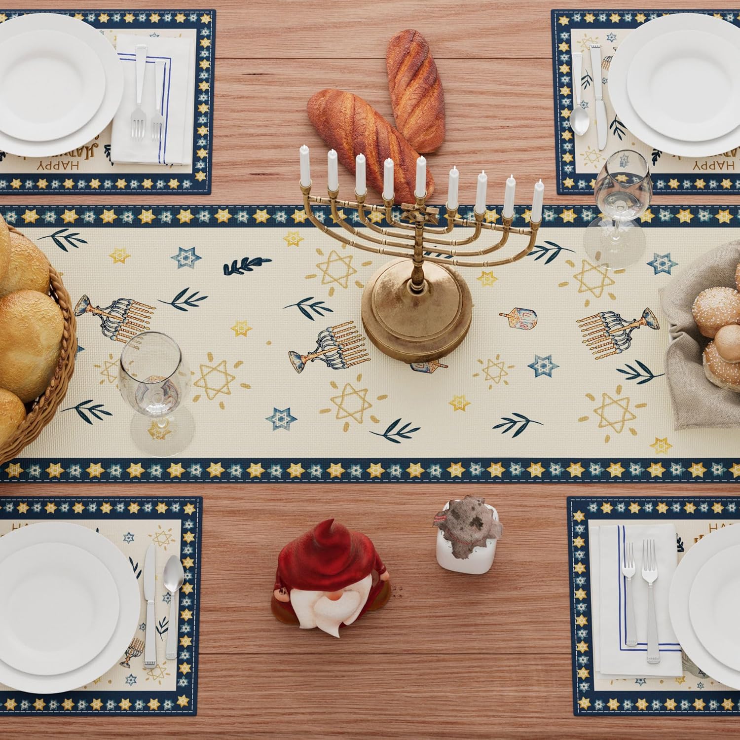 Mutlu Hanuka Chanuka Menora He - Linen Table Runner incelemesi ve fiyatı